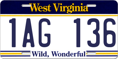 WV license plate 1AG136