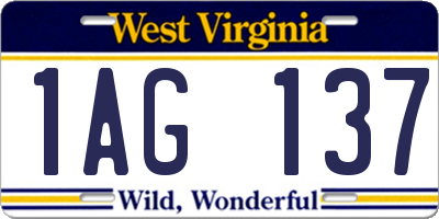 WV license plate 1AG137