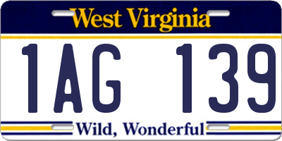 WV license plate 1AG139