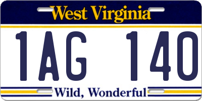 WV license plate 1AG140