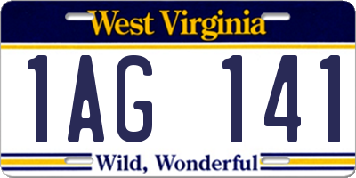 WV license plate 1AG141