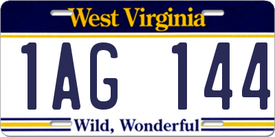 WV license plate 1AG144