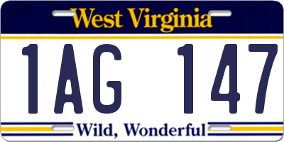 WV license plate 1AG147