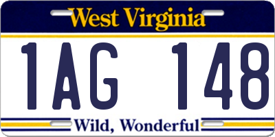 WV license plate 1AG148