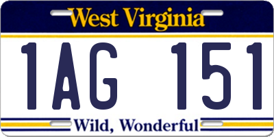 WV license plate 1AG151