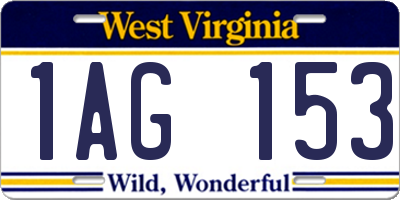 WV license plate 1AG153