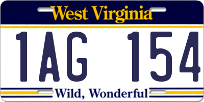 WV license plate 1AG154