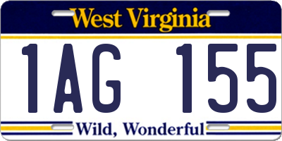 WV license plate 1AG155