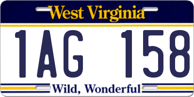 WV license plate 1AG158