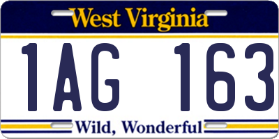 WV license plate 1AG163