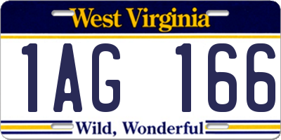 WV license plate 1AG166