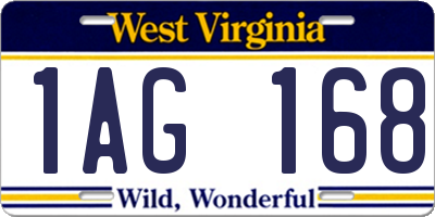 WV license plate 1AG168