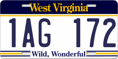 WV license plate 1AG172