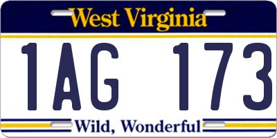 WV license plate 1AG173