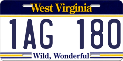 WV license plate 1AG180