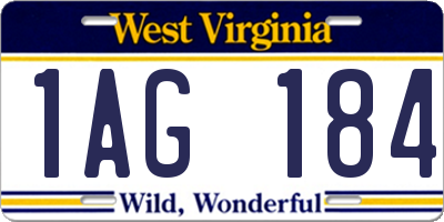 WV license plate 1AG184