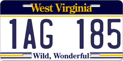 WV license plate 1AG185