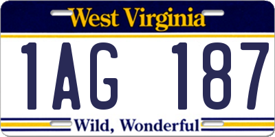 WV license plate 1AG187