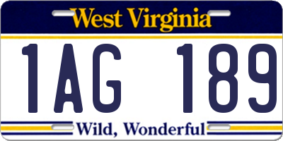 WV license plate 1AG189