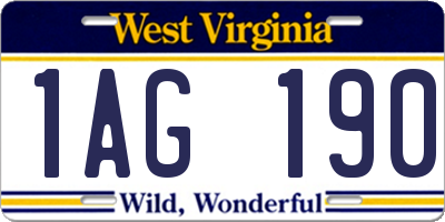 WV license plate 1AG190