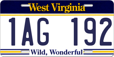 WV license plate 1AG192