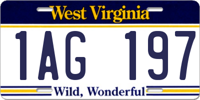 WV license plate 1AG197