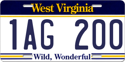 WV license plate 1AG200