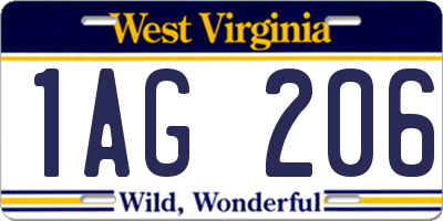 WV license plate 1AG206