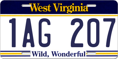 WV license plate 1AG207