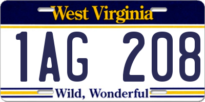 WV license plate 1AG208