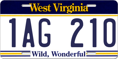 WV license plate 1AG210