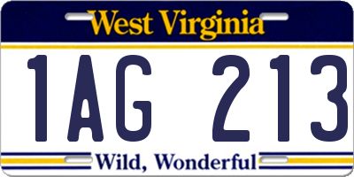 WV license plate 1AG213