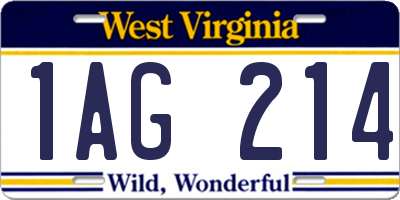 WV license plate 1AG214