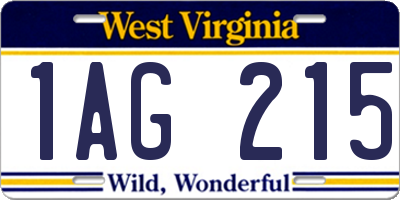 WV license plate 1AG215