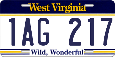 WV license plate 1AG217