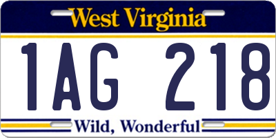 WV license plate 1AG218