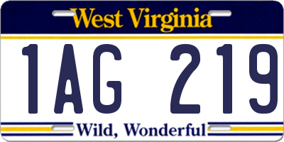 WV license plate 1AG219