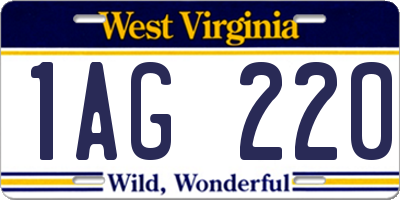 WV license plate 1AG220