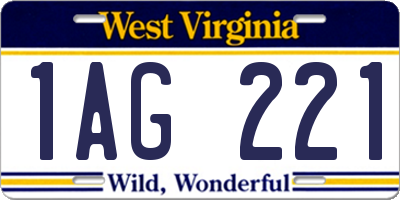 WV license plate 1AG221