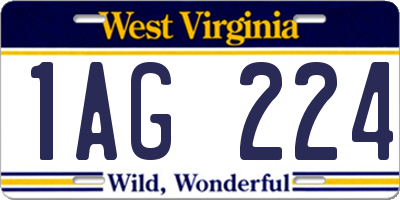 WV license plate 1AG224