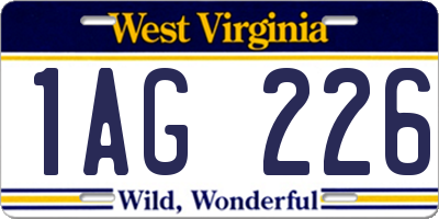 WV license plate 1AG226