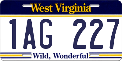 WV license plate 1AG227