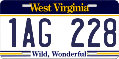 WV license plate 1AG228