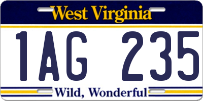 WV license plate 1AG235