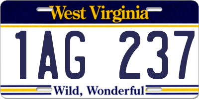 WV license plate 1AG237