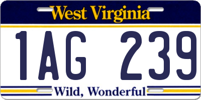 WV license plate 1AG239