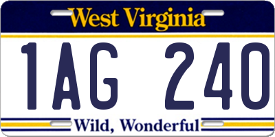 WV license plate 1AG240