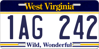 WV license plate 1AG242