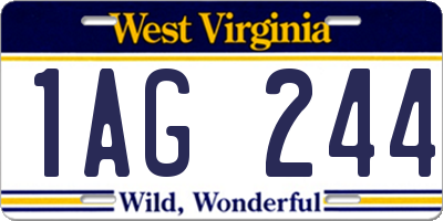 WV license plate 1AG244