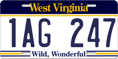 WV license plate 1AG247